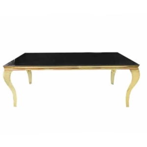 Black Glass Dining Table with Gold Frame (2.4m)