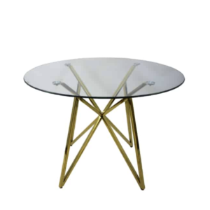 Modern Glass Round Table with Metal Legs
